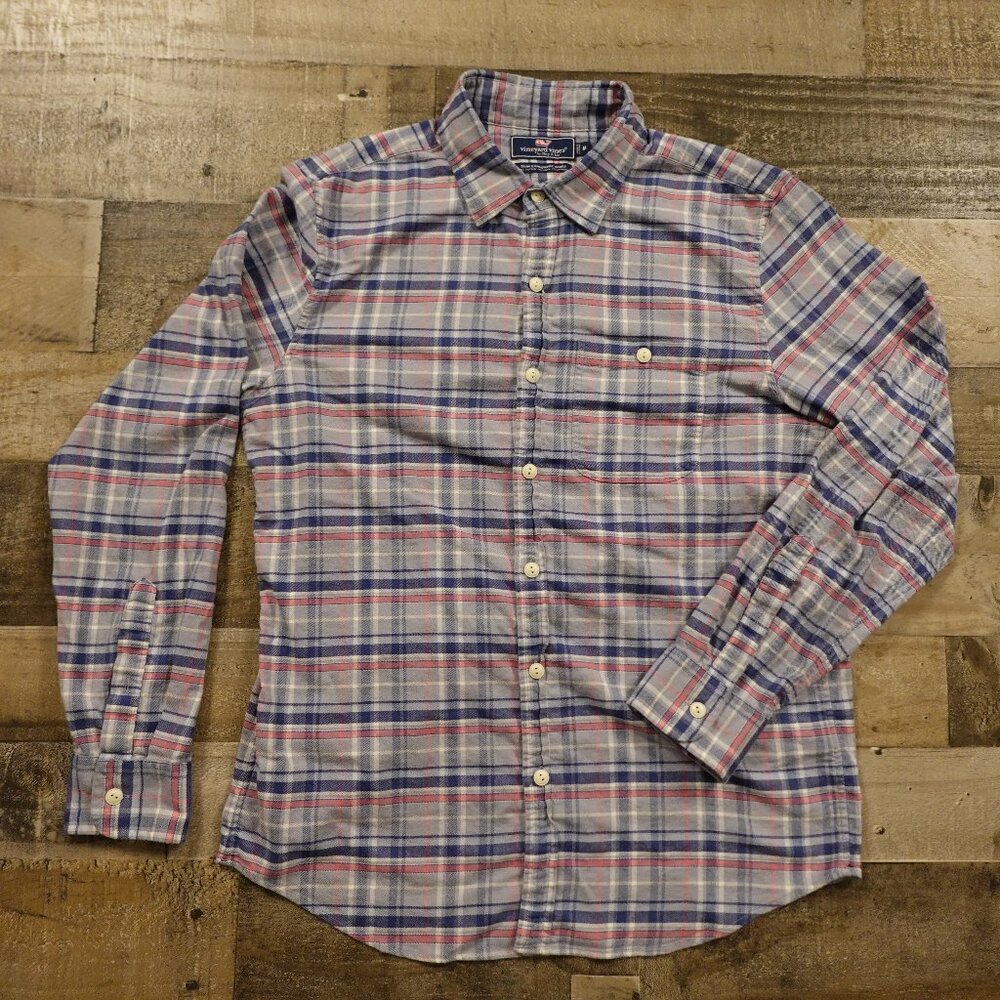Vineyard Vines slim longshore shirt men's‎ medium blue pink